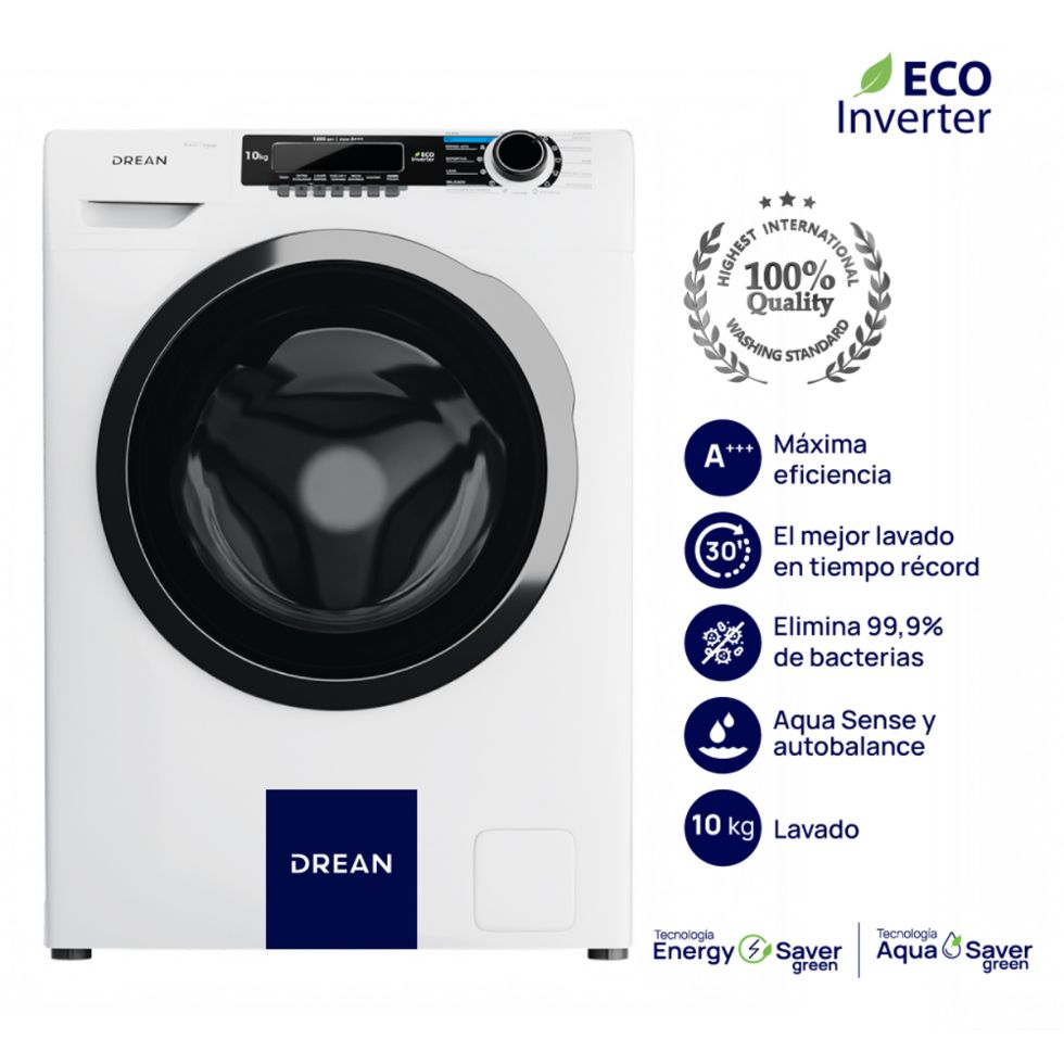Lavarropas c. frontal 10kg 1200rpm Bco Drean