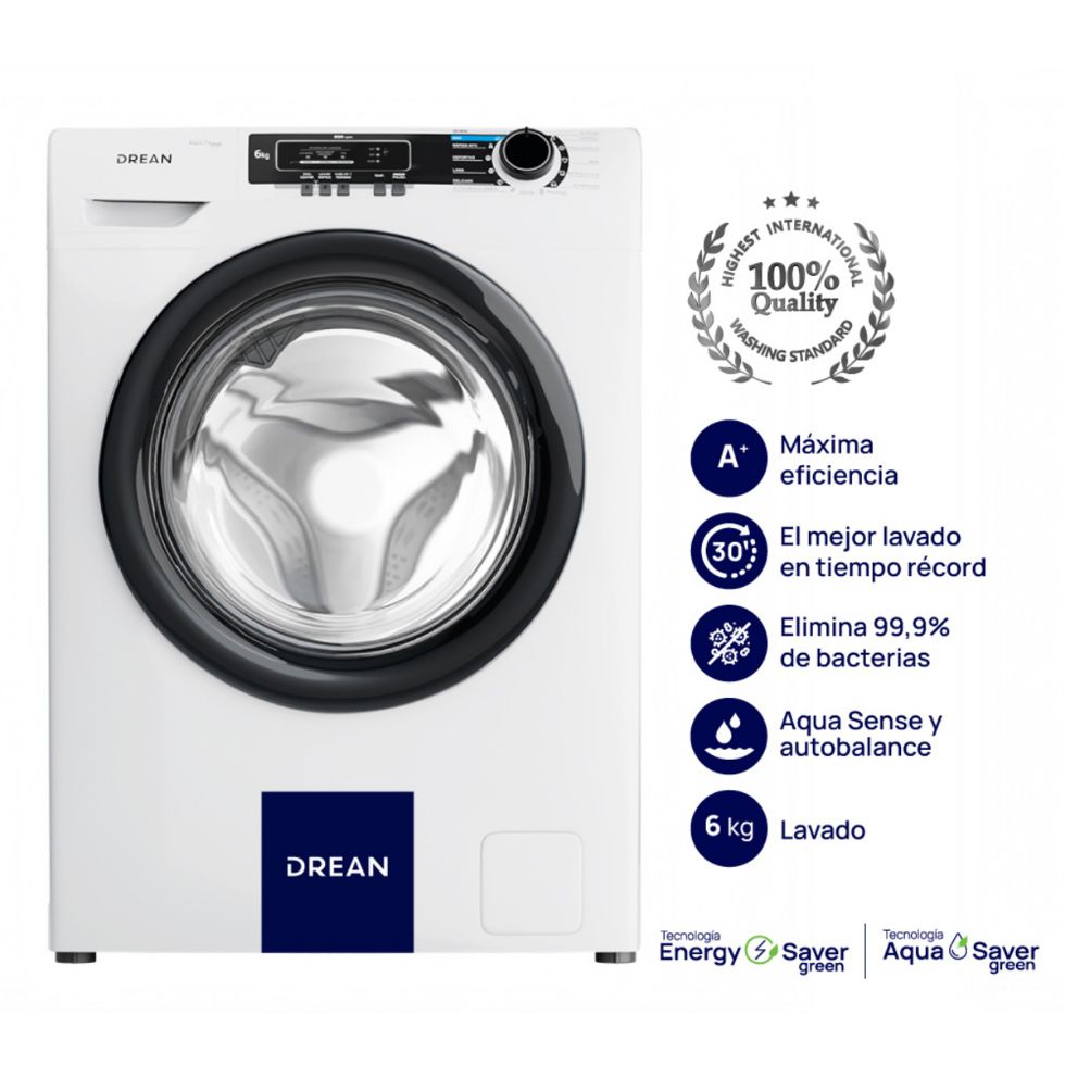 Lavarropas c. frontal 6kg 600rpm Drean